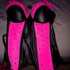 Black and neon pink lingerie